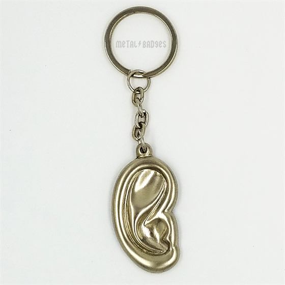 Ear Anatomy Keychain - Silver/Nickel finish Metal Keychains | Metal Badges