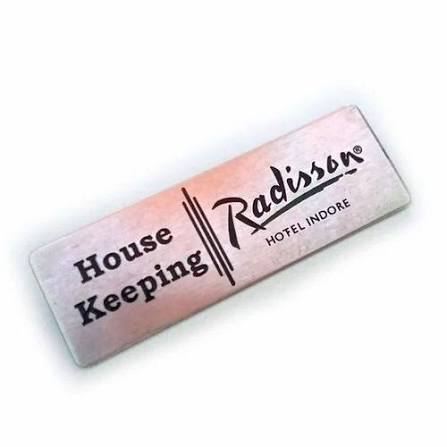 Hotel Name Plate - Design 21 - Brushed Steel finish Hospitality | Metal Badges