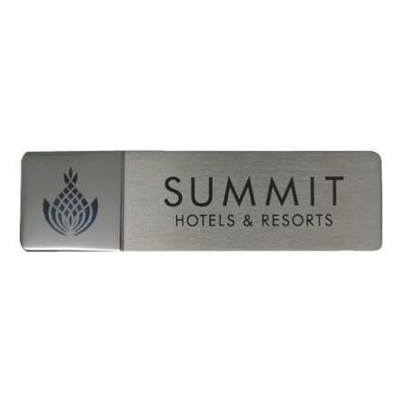 Hotel Name Plate - Design 27 - Brushed Steel finish, Hospitality by Metal Badges