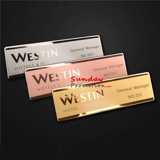 Hotel Name Plate - Design 28 - Brushed Steel finish Hospitality | Metal Badges