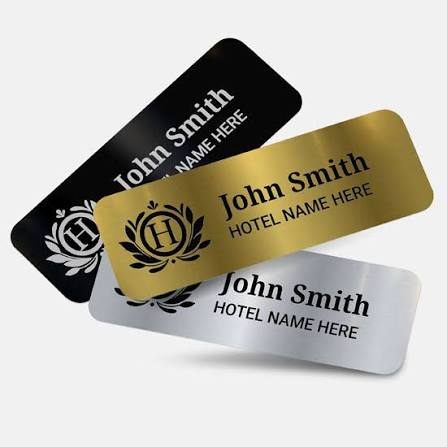 Hotel Name Plate - Design 29 - Brushed Steel finish, Hospitality by Metal Badges