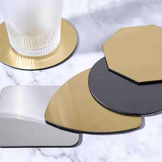 Custom Metal Coaster - Design 32 - Brushed Steel finish, Hospitality by Metal Badges