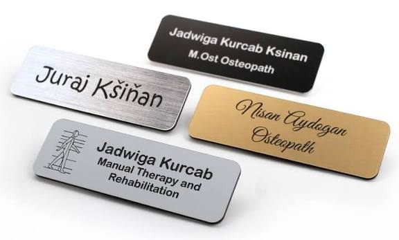 Hospitality Name Badge - Design 49 - Brushed Steel finish, Hospitality by Metal Badges