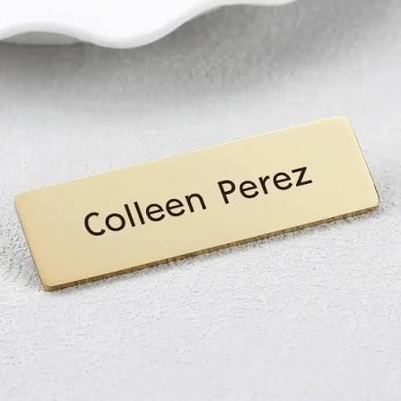 Hospitality Name Badge - Design 51 - Brushed Steel finish, Hospitality by Metal Badges