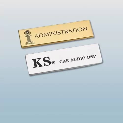 Hospitality Name Badge - Design 53 - Brushed Steel finish, Hospitality by Metal Badges