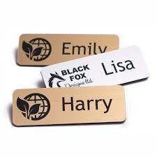 Hospitality Name Badge - Design 55 - Brushed Steel finish, Hospitality by Metal Badges