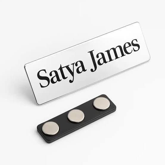 Hospitality Name Badge - Design 56 - Brushed Steel finish, Hospitality by Metal Badges