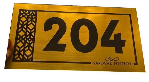 Metal Room Number Plate - Design 77 - Brushed Steel finish, Hospitality by Metal Badges