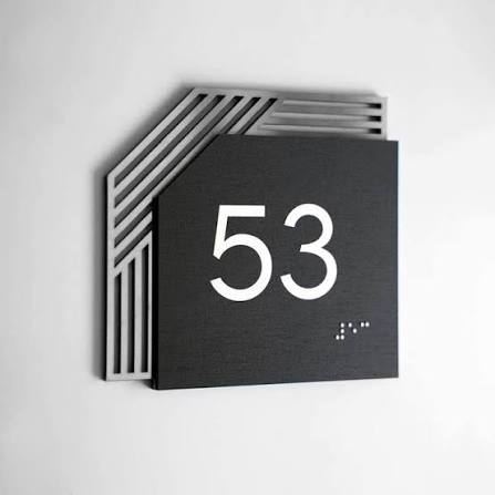 Metal Room Number Plate - Design 80 - Brushed Steel finish Hospitality | Metal Badges