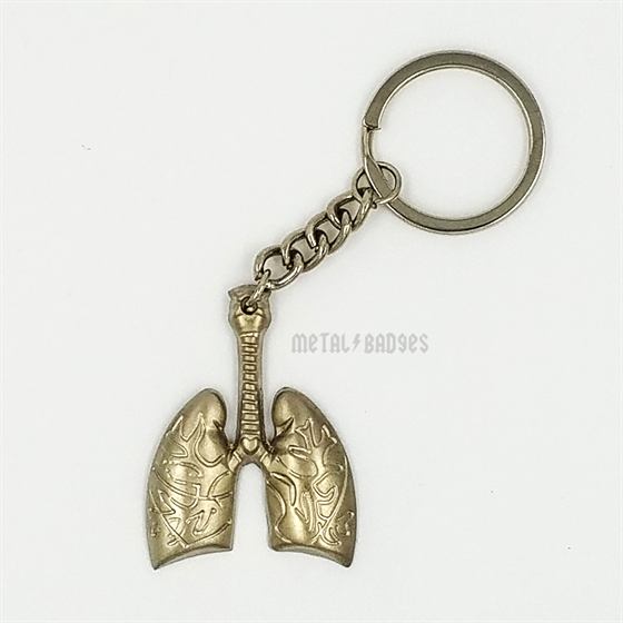 Lungs Anatomy Keychain - Antique Brass finish Metal Keychains | Metal Badges