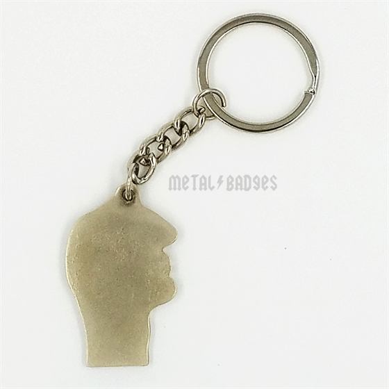 Profile Head Keychain - Antique Brass finish Metal Keychains | Metal Badges