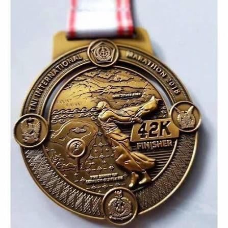 Marathon Finisher Medal - Design 09 - Antique Gold finish, Sports by Metal Badges